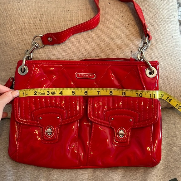 Coach Cherry Red Liquid Gloss Hippie Legacy Patent Poppy Handbag - Picture 7 of 8